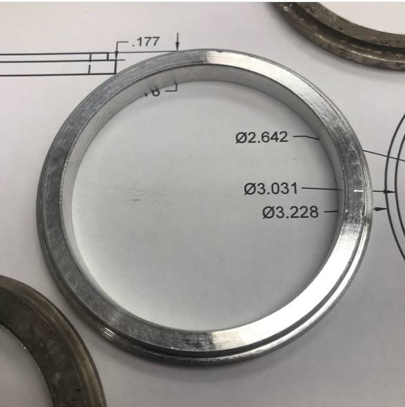 Hub ring checked against the drawing